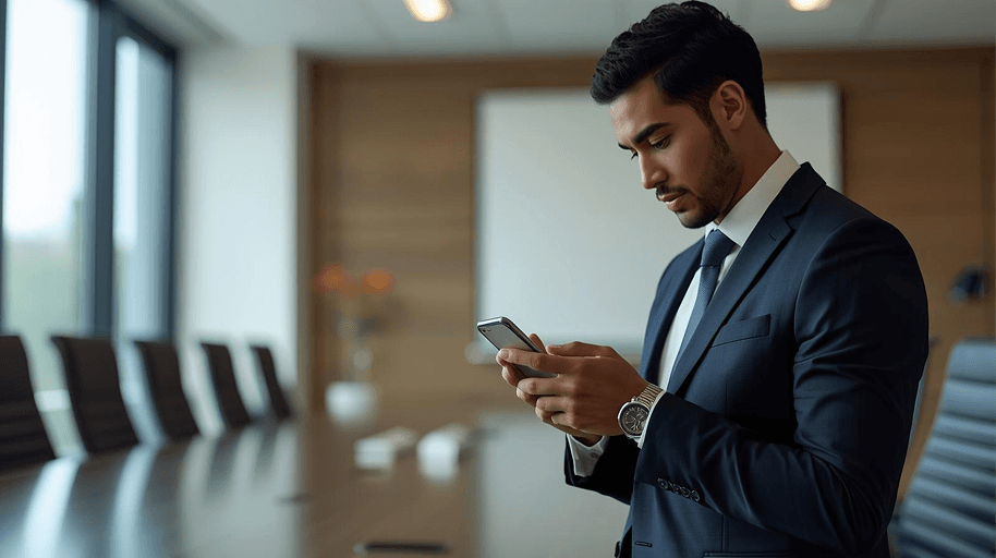 Consultant working on phone